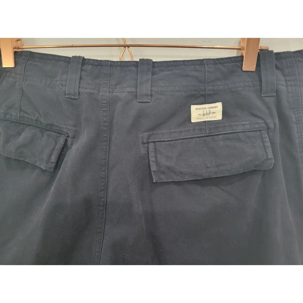 Gap Mens Loose Fit Baggy 90's Cargo Pants Navy Blue Cotton Canvas Workwear 35x30